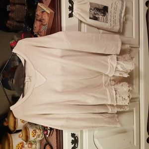 Women's Cream Lace Trim Sweatshirt